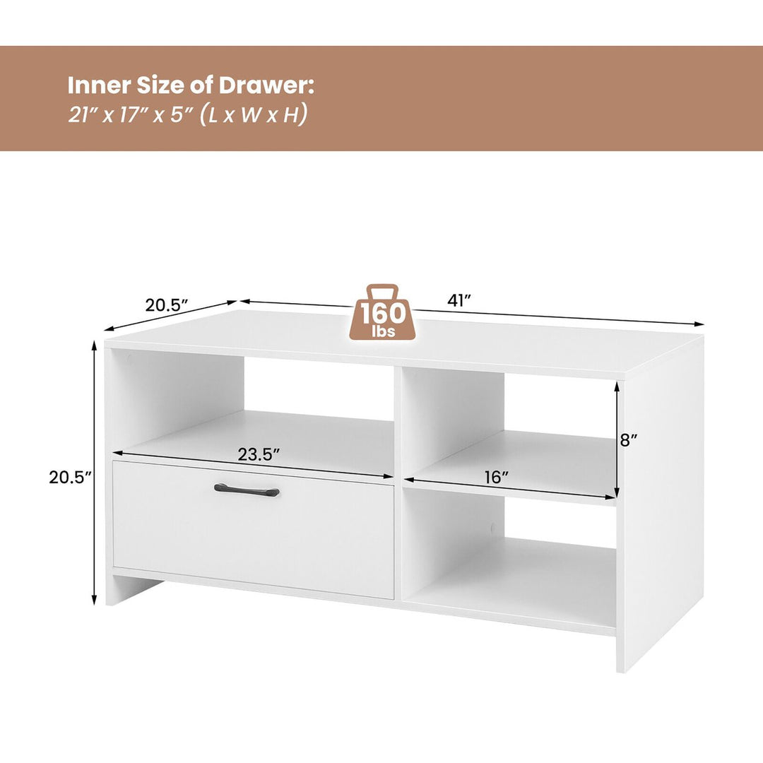 TV Stand Modern Media Console Table w/ Drawer and 3 Compartments for TVs up to 50 Image 3