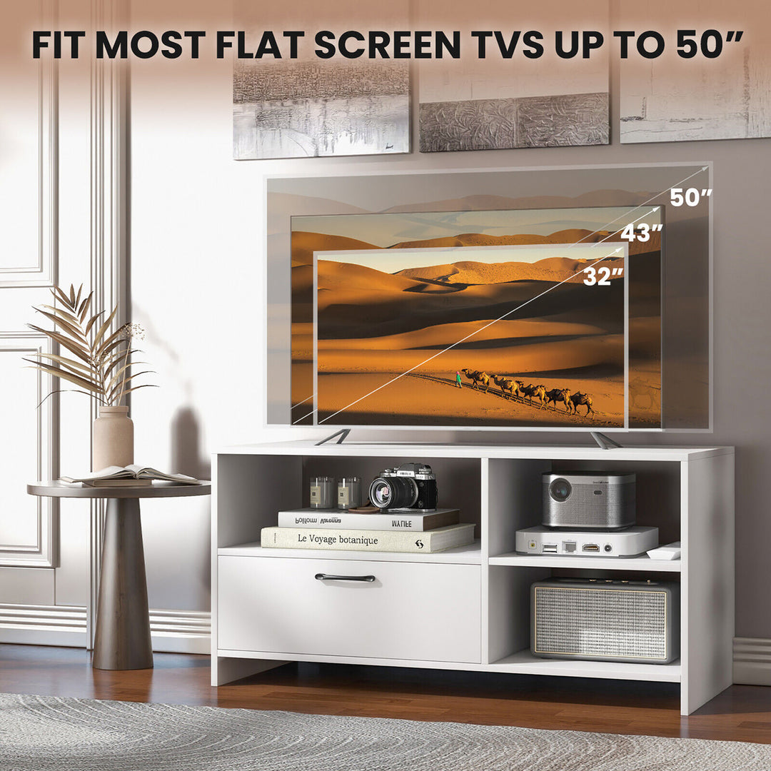 TV Stand Modern Media Console Table w/ Drawer and 3 Compartments for TVs up to 50 Image 6