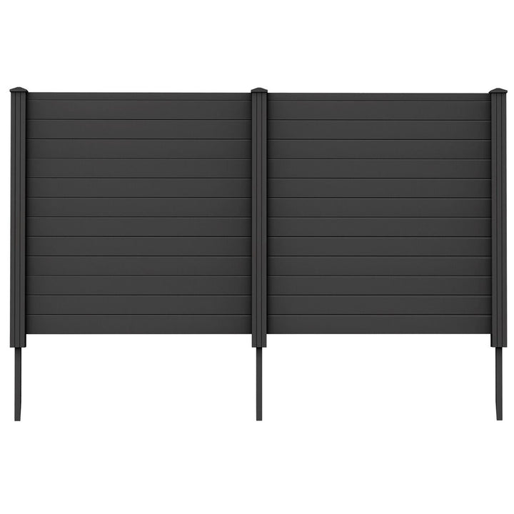 Outdoor PVC Privacy Panels 2-Pack Picket Fence W/ 3 Cuspidal Foot Stakes Black Image 1