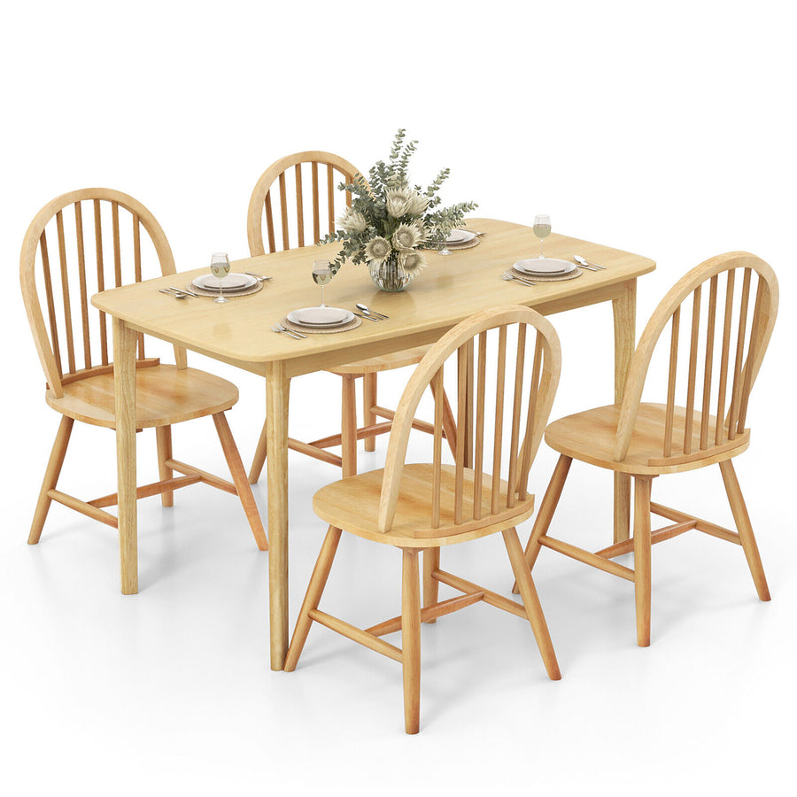 5 PCS Wooden Dining Table Set 48 Rectangular Kitchen Table and 4 Windsor Chairs Image 1