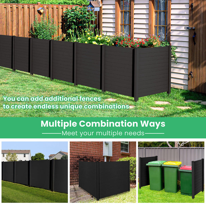 Outdoor PVC Privacy Panels 2-Pack Picket Fence W/ 3 Cuspidal Foot Stakes Black Image 6