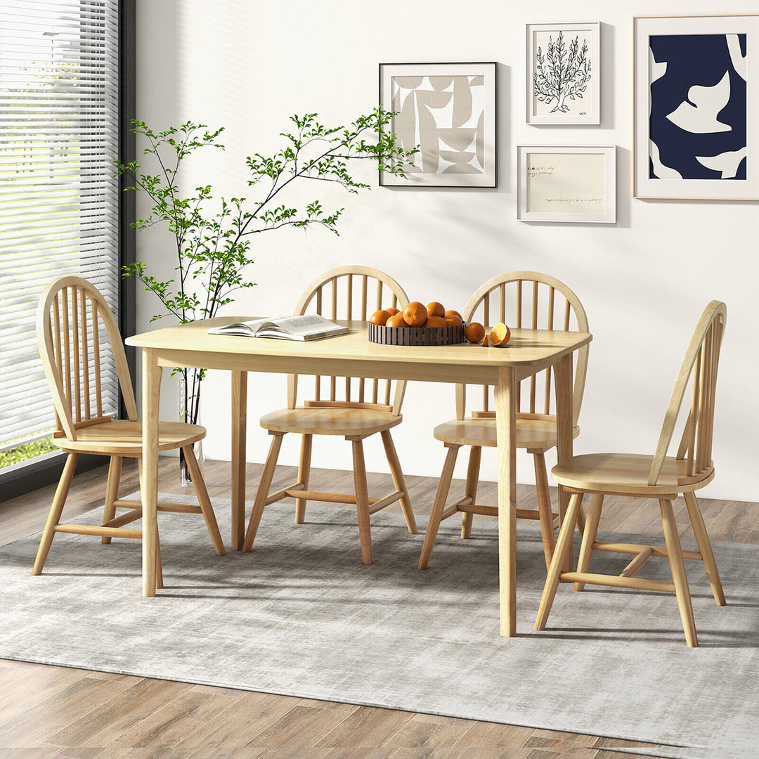 5 PCS Wooden Dining Table Set 48 Rectangular Kitchen Table and 4 Windsor Chairs Image 2