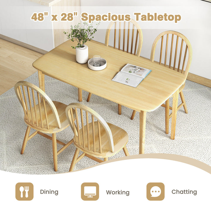 5 PCS Wooden Dining Table Set 48 Rectangular Kitchen Table and 4 Windsor Chairs Image 6