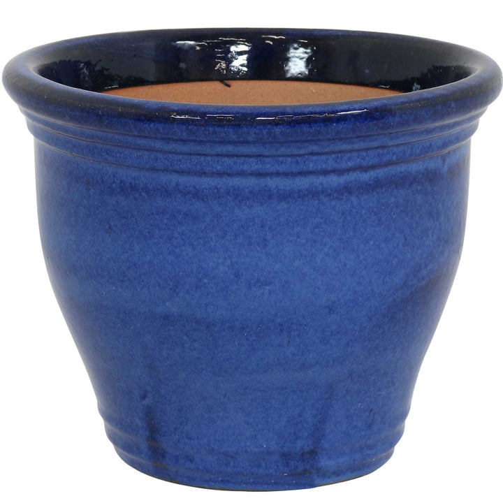 Sunnydaze 15 in Studio High-Fired Glazed Ceramic Planter - Imperial Blue Image 1