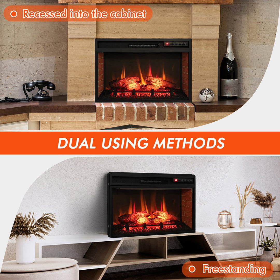 1400W 26 Inch Electric Fireplace Insert 4777 BTU Recessed Freestanding Fireplace w/ Remote Image 5