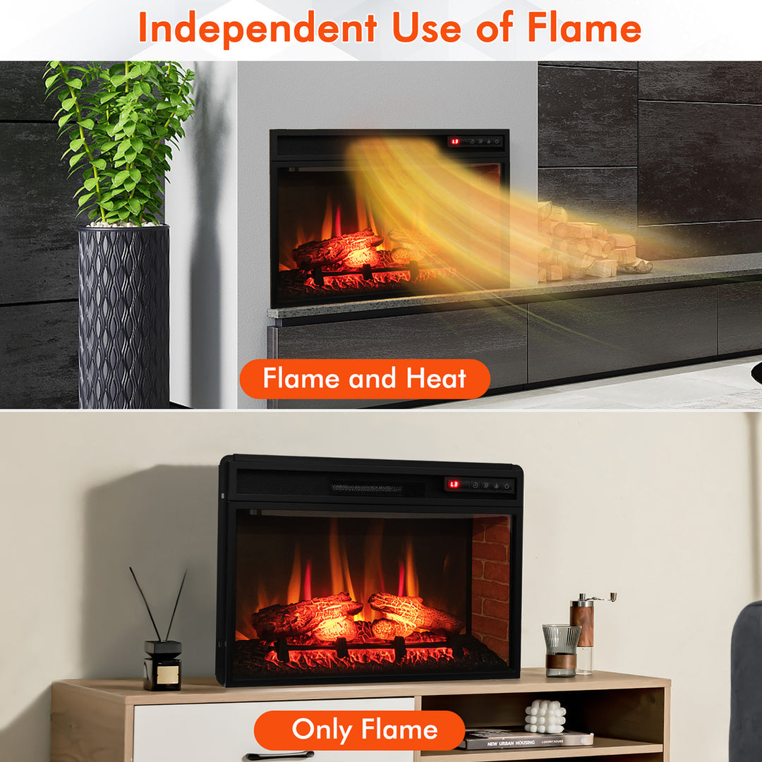 1400W 26 Inch Electric Fireplace Insert 4777 BTU Recessed Freestanding Fireplace w/ Remote Image 9