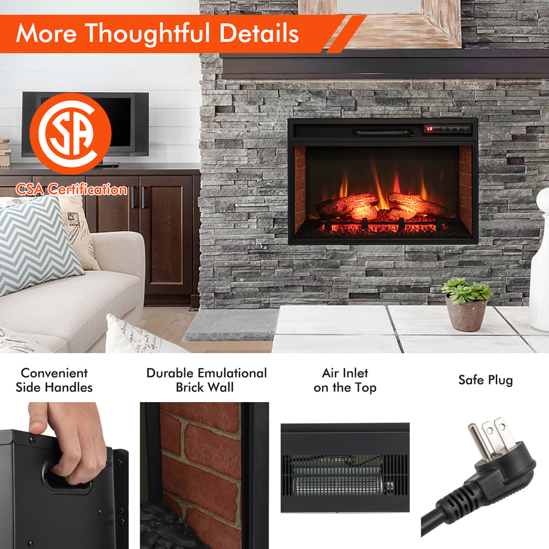 1400W 26 Inch Electric Fireplace Insert 4777 BTU Recessed Freestanding Fireplace w/ Remote Image 10