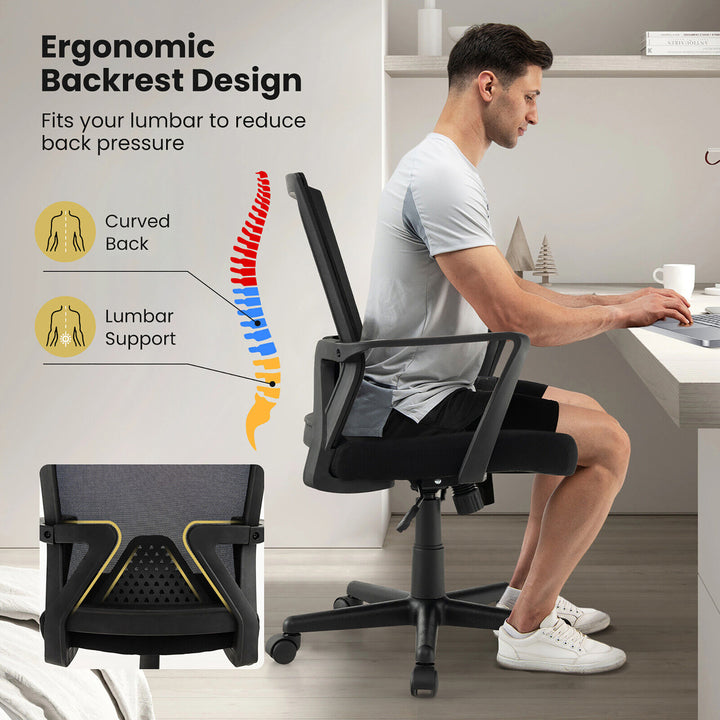 Ergonomic Office Chair Mesh Computer Desk Chair w/ Armrests Lumbar Support Image 5