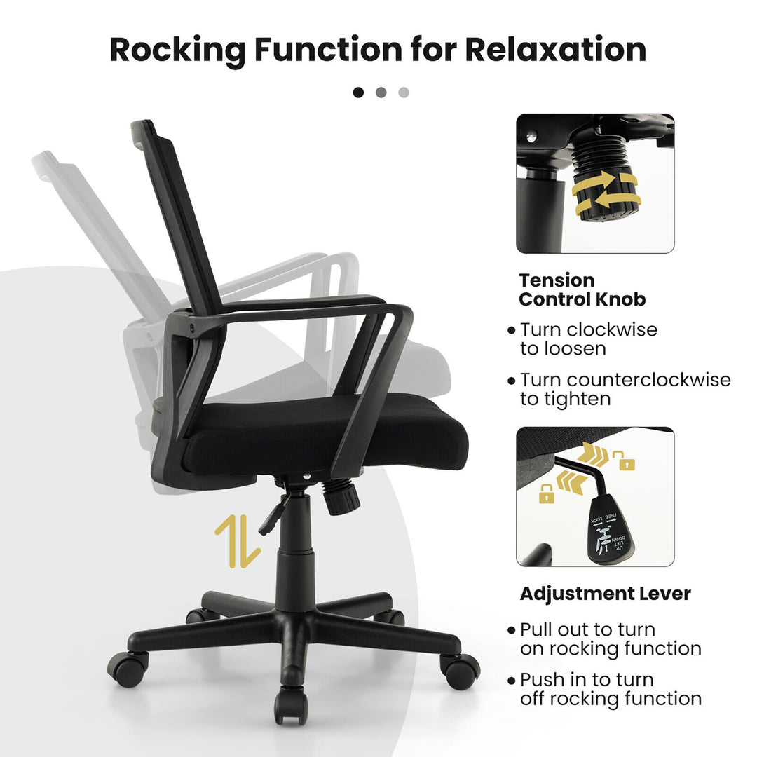 Ergonomic Office Chair Mesh Computer Desk Chair w/ Armrests Lumbar Support Image 9