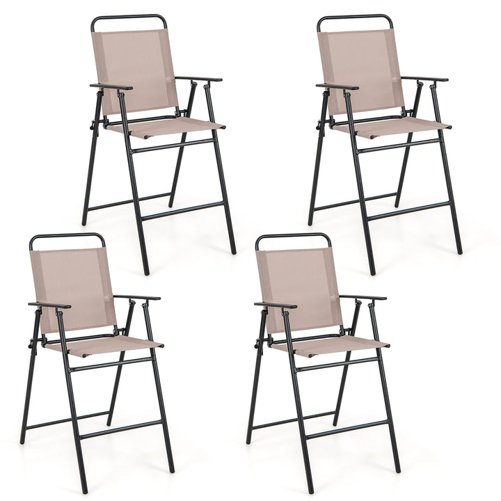 Outdoor Folding Bar Chair Set of 4 Patio Dining Chairs w/ Breathable Fabric Image 1