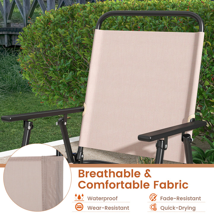 Outdoor Folding Bar Chair Set of 4 Patio Dining Chairs w/ Breathable Fabric Image 7