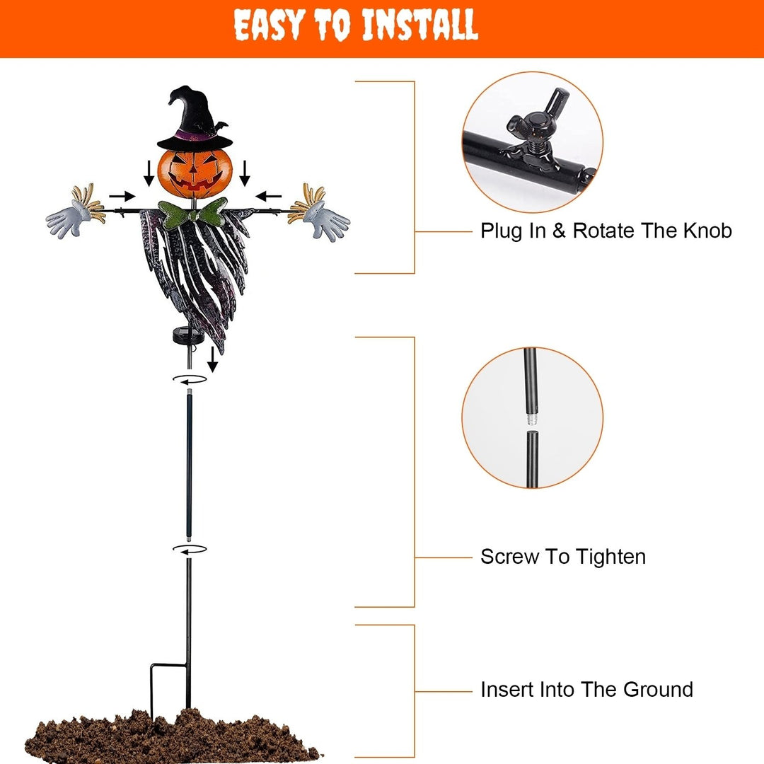 Halloween Scarecrow Solar Powered Stake Light Waterproof Iron Garden Decoration Image 3