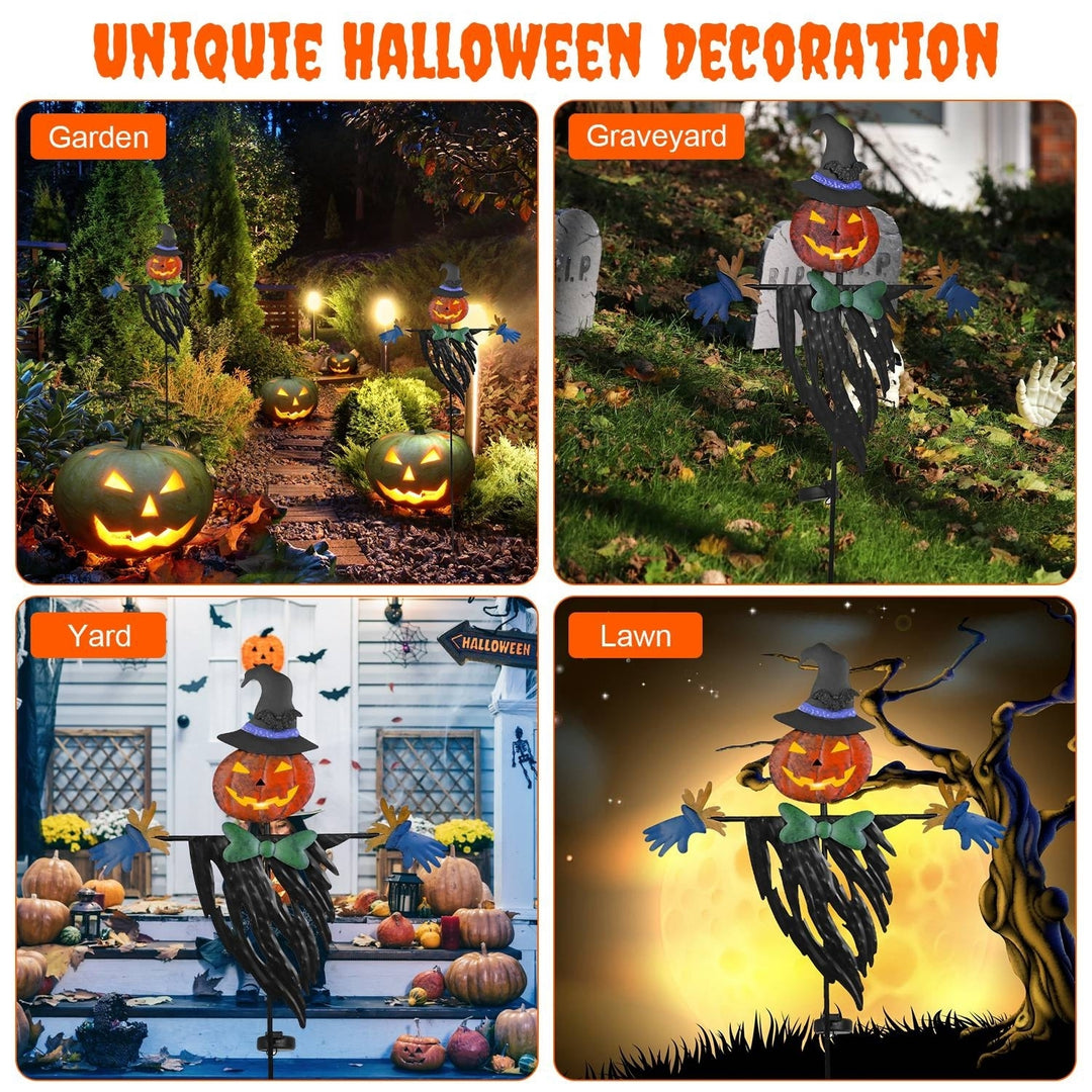 Halloween Scarecrow Solar Powered Stake Light Waterproof Iron Garden Decoration Image 4