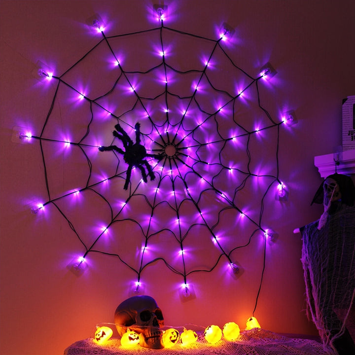 3.28FT Spider Web Light with Hairy Spider 70LED Battery Powered Remote Control Image 8