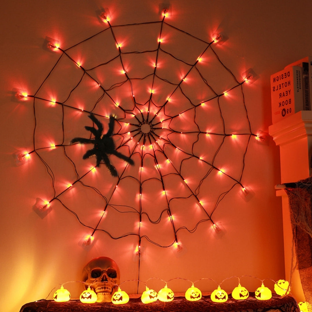 3.28FT Spider Web Light with Hairy Spider 70LED Battery Powered Remote Control Image 9