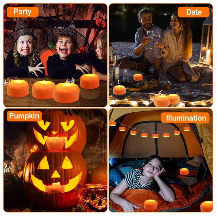 4 Pack Halloween LED Pumpkin Lights Battery Operated Remote Control Dimmable Image 3