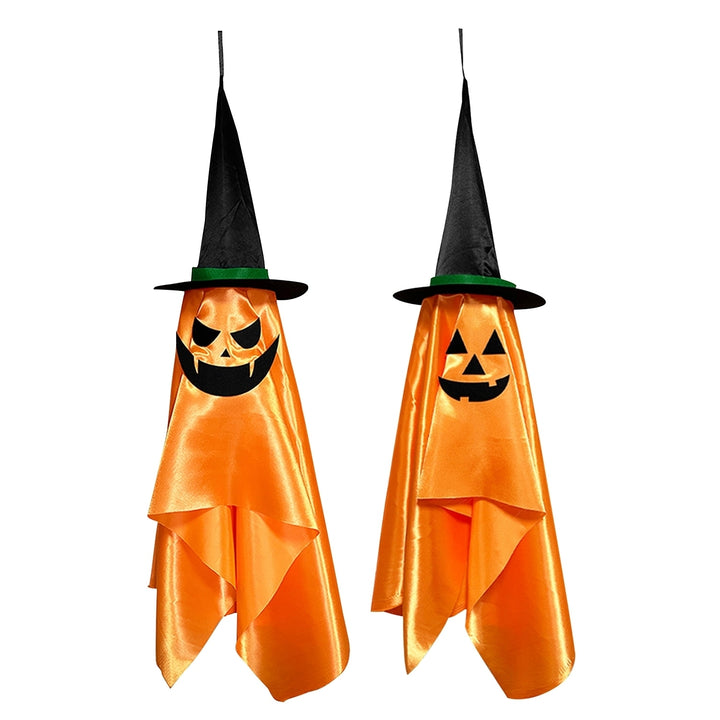 2 Pack Pumpkin Wizard Hat Hanging Ghosts Halloween Decorations Orange 56in Image 6