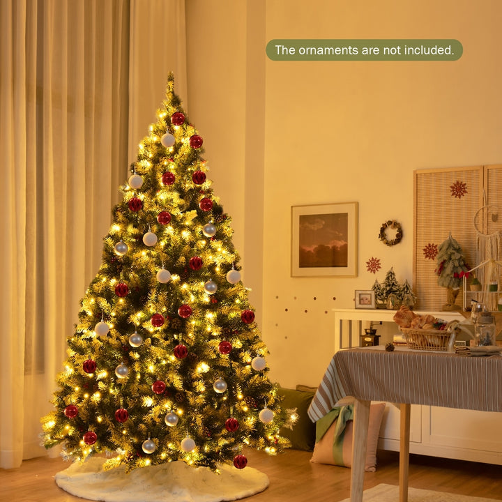 6/7.5/9 FT Pre-lit Snow Sprayed Christmas Tree Artificial Xmas Tree w/ LED Lights Image 4