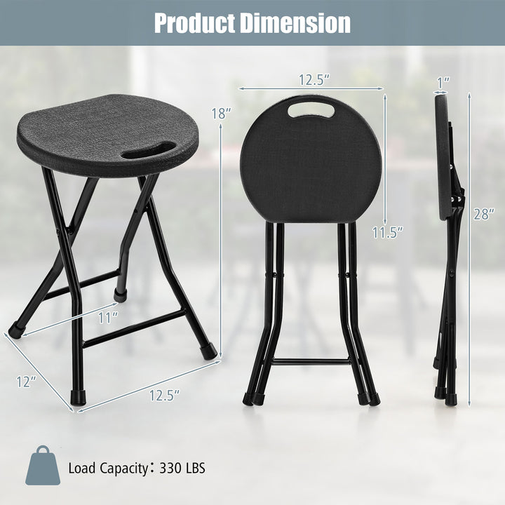 Set of 2 Outdoor Folding Stool Portable Space-Saving Round X Shaped Chair Black Image 3