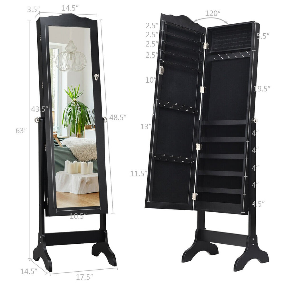 Mirrored Jewelry Cabinet Mirror Organizer Storage Box Stand Image 2