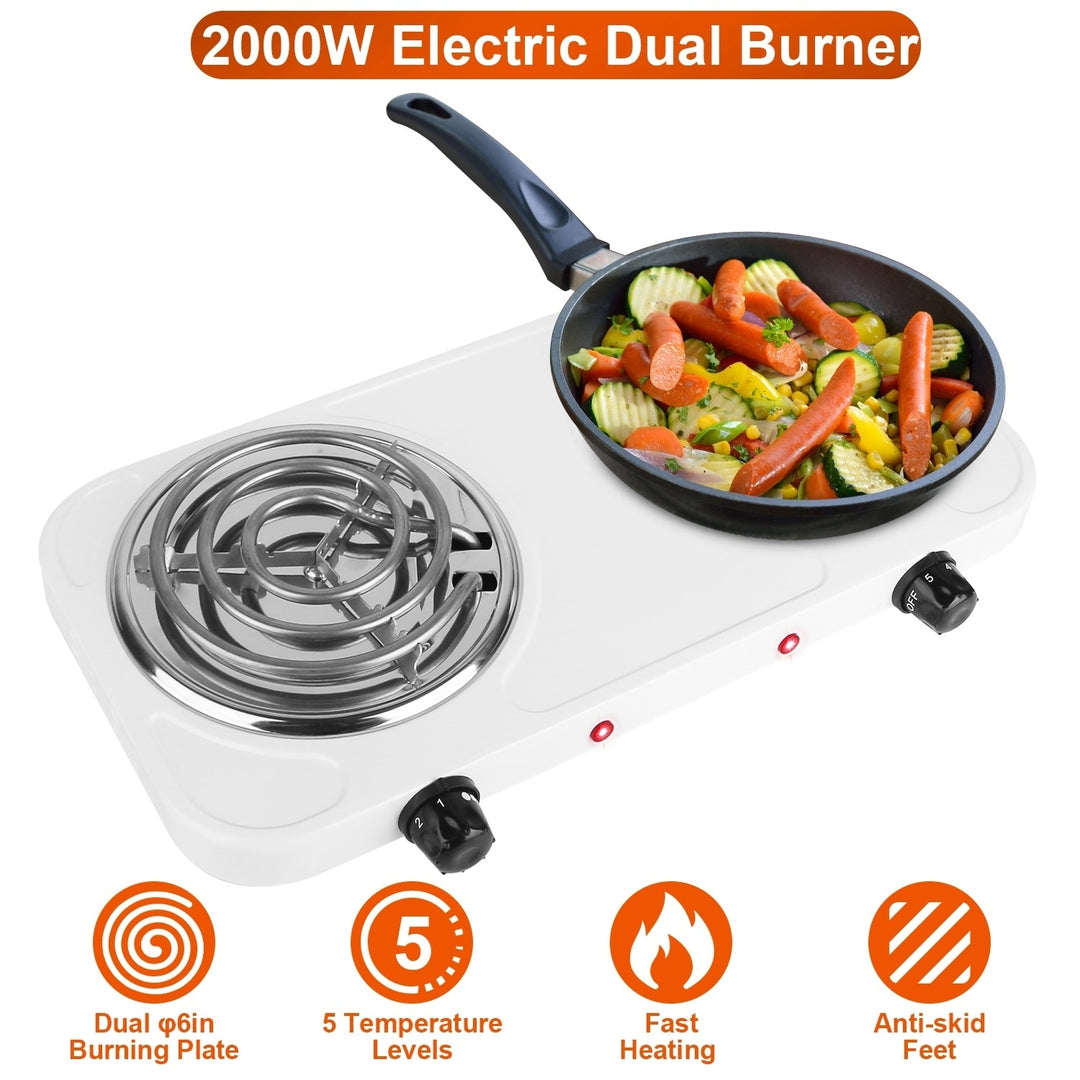 2000W Electric Double Burner Hot Plate Stove Portable Coil Adjustable Temperature Image 1