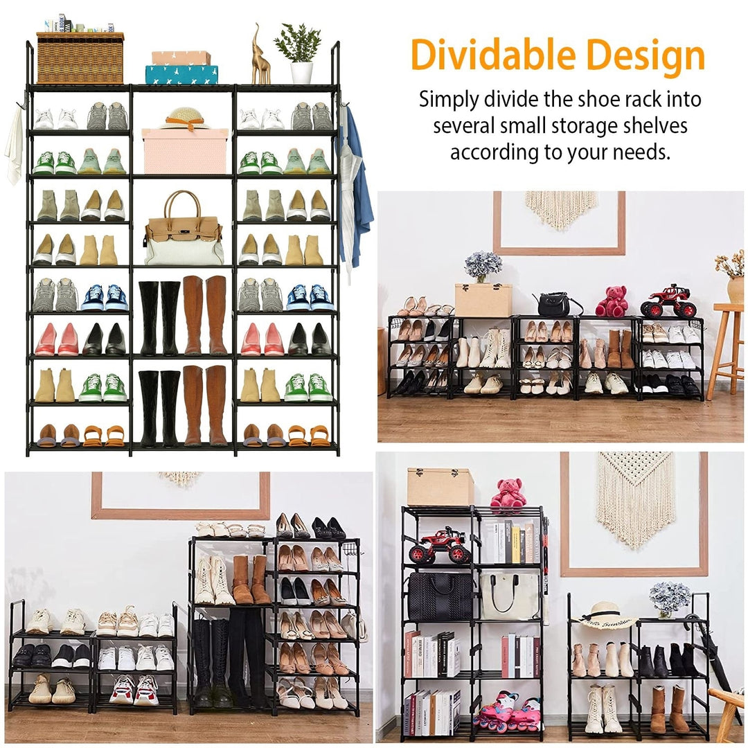 9 Tier Metal Shoe Rack Black Freestanding Storage Shelf Organizer 50 Pairs Image 2