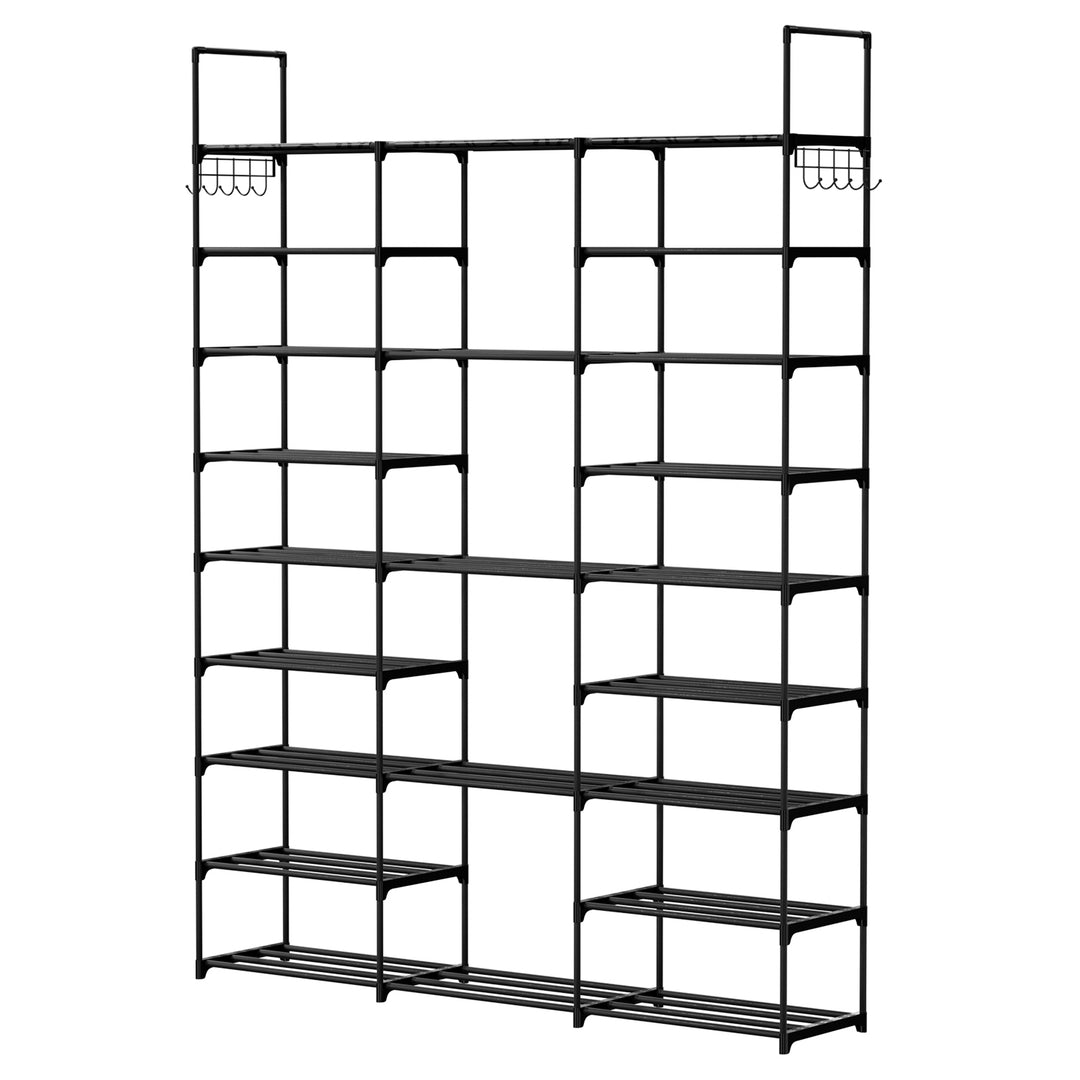 9 Tier Metal Shoe Rack Black Freestanding Storage Shelf Organizer 50 Pairs Image 9