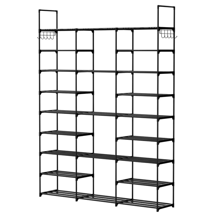 9 Tier Metal Shoe Rack Black Freestanding Storage Shelf Organizer 50 Pairs Image 9