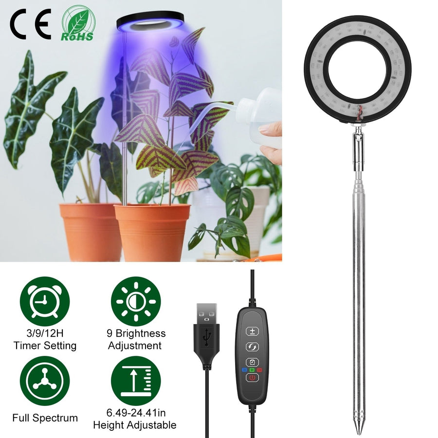 Plant Grow Light LED Full Spectrum Adjustable Height with Auto Timer 9 Brightness Image 1