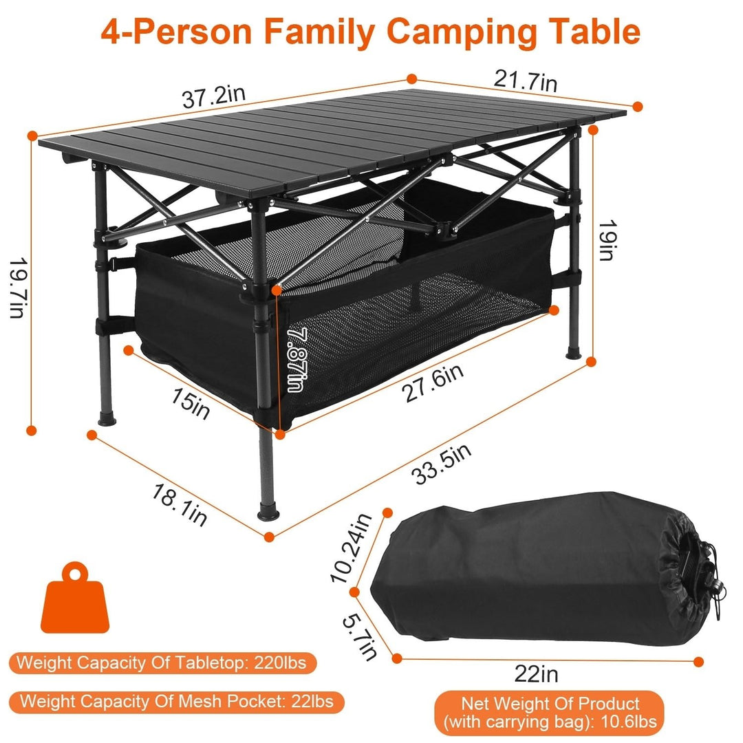 Folding Camping Table Portable Aluminum Roll-up Black Lightweight 4 Person Image 4