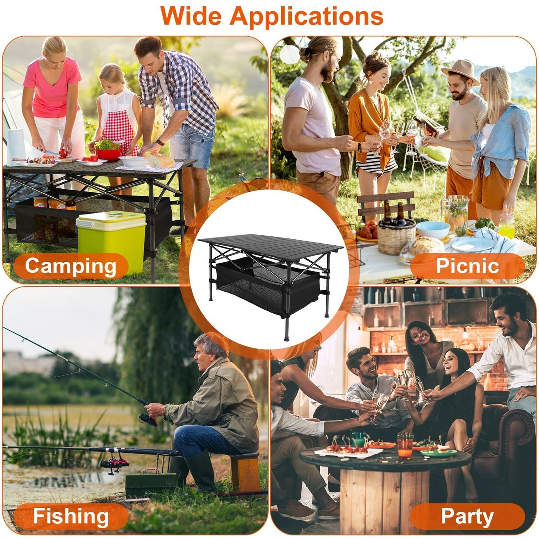 Folding Camping Table Portable Aluminum Roll-up Black Lightweight 4 Person Image 5