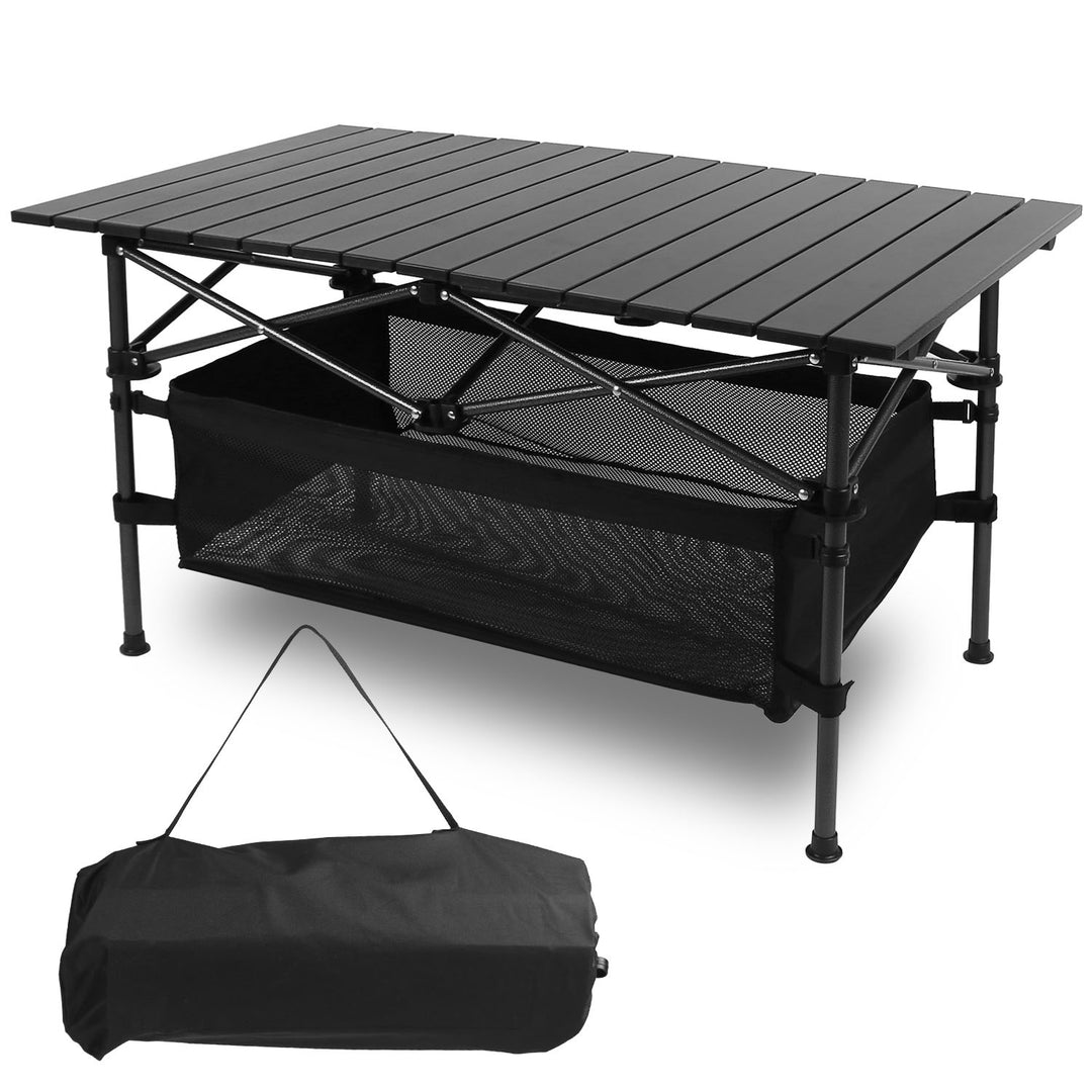 Folding Camping Table Portable Aluminum Roll-up Black Lightweight 4 Person Image 8