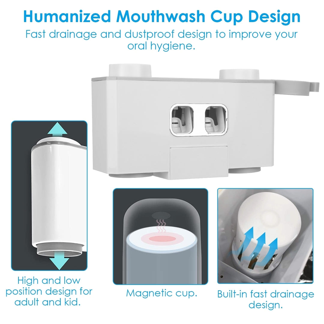 Automatic Toothpaste Dispenser Multifunctional Toothbrush Holder Rack White 5 Slots Image 6