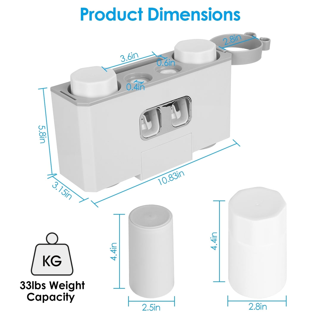 Automatic Toothpaste Dispenser Multifunctional Toothbrush Holder Rack White 5 Slots Image 7