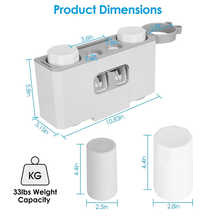 Automatic Toothpaste Dispenser Multifunctional Toothbrush Holder Rack White 5 Slots Image 9