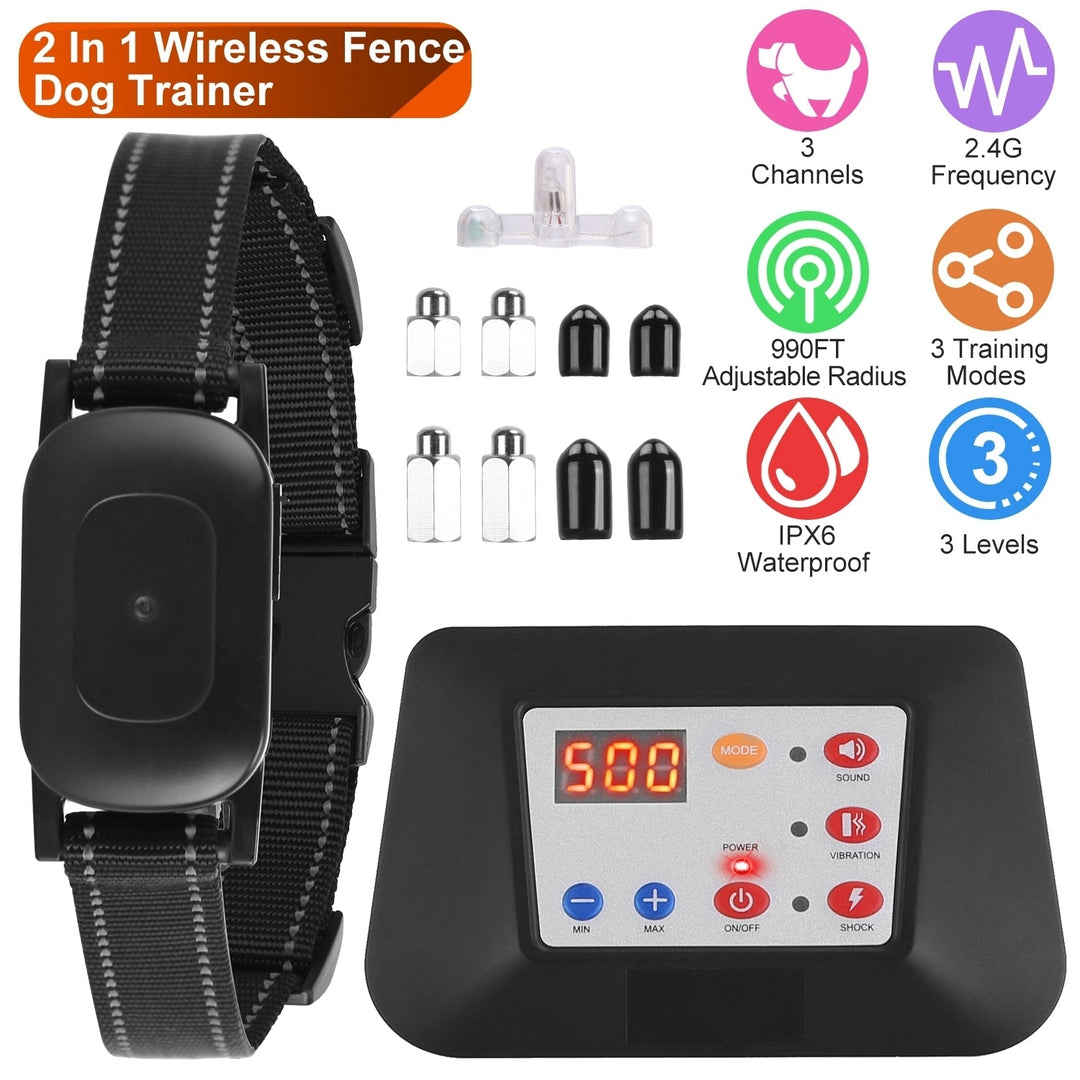 990FT Wireless Dog Training Collar Rechargeable Waterproof 3 Training Modes Image 1