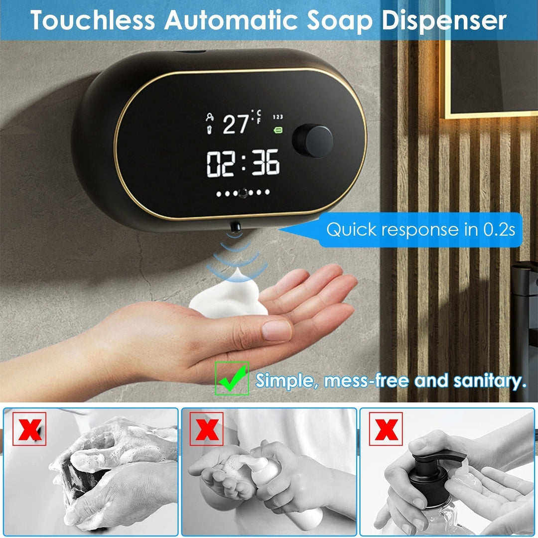 Automatic Soap Dispenser USB Touchless Infrared Sensor 450ml Waterproof Black Image 2