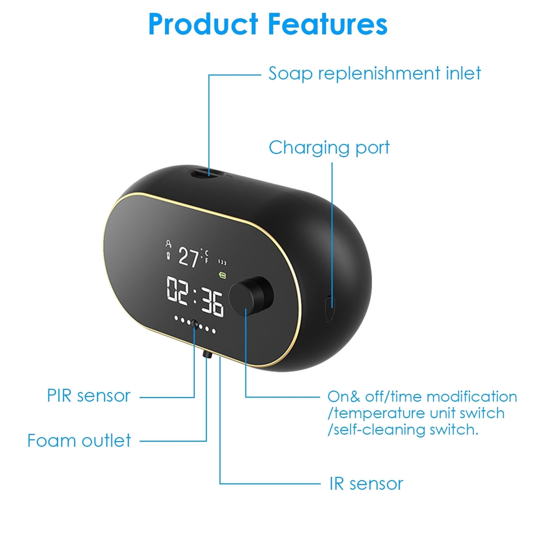 Automatic Soap Dispenser USB Touchless Infrared Sensor 450ml Waterproof Black Image 11