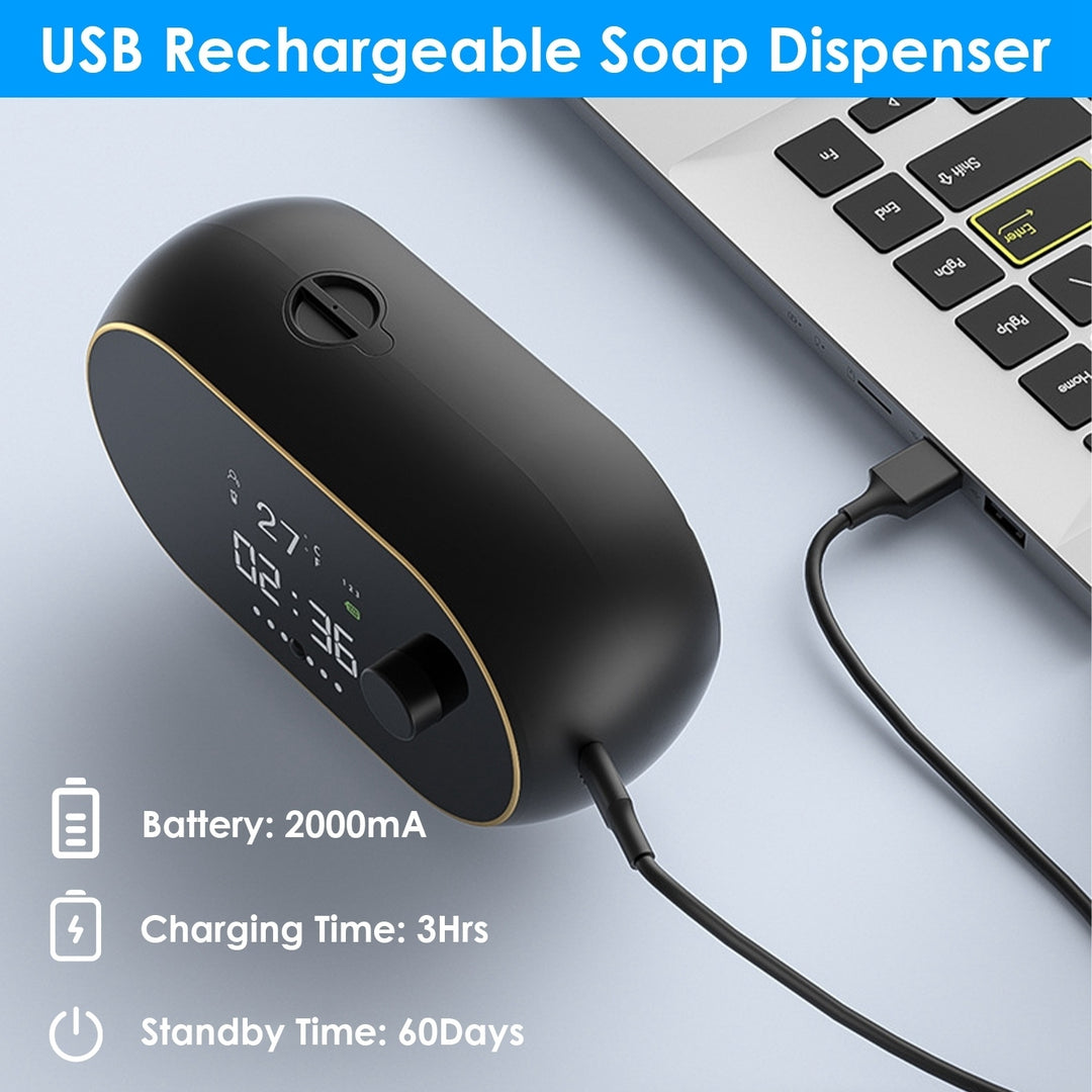 Automatic Soap Dispenser USB Touchless Infrared Sensor 450ml Waterproof Black Image 9