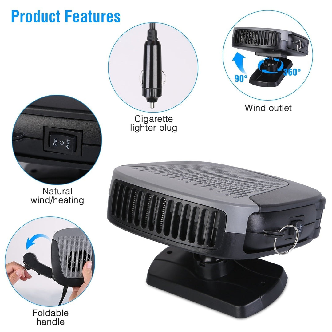 12V 150W Portable Car Heater Fan 2 in 1 Windshield Defroster Grey Automotive Image 6