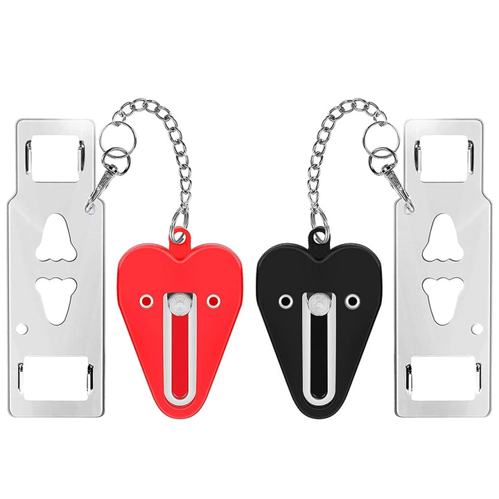 2Pcs Portable Travel Door Lock Black Anti Theft Security Latch Lightweight Safe Image 8