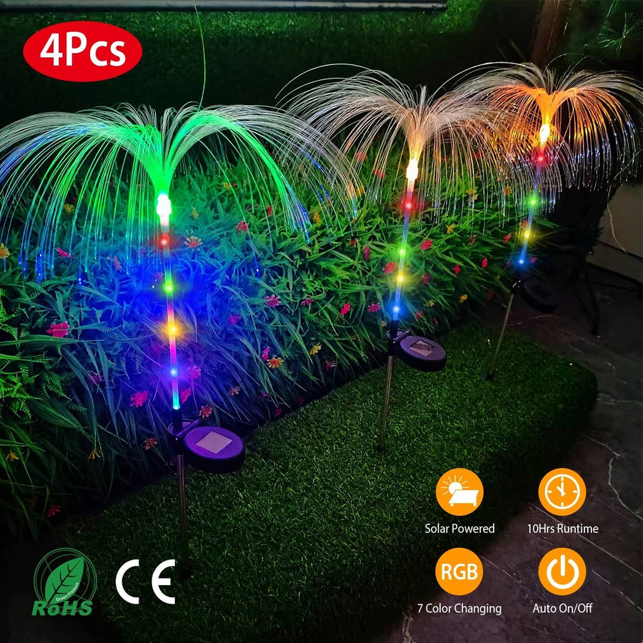 4Pcs Solar Powered Jellyfish Lights Waterproof Color Changing Outdoor Lamps Image 1