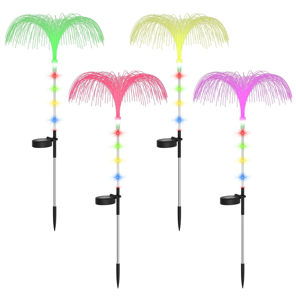 4Pcs Solar Powered Jellyfish Lights Waterproof Color Changing Outdoor Lamps Image 2