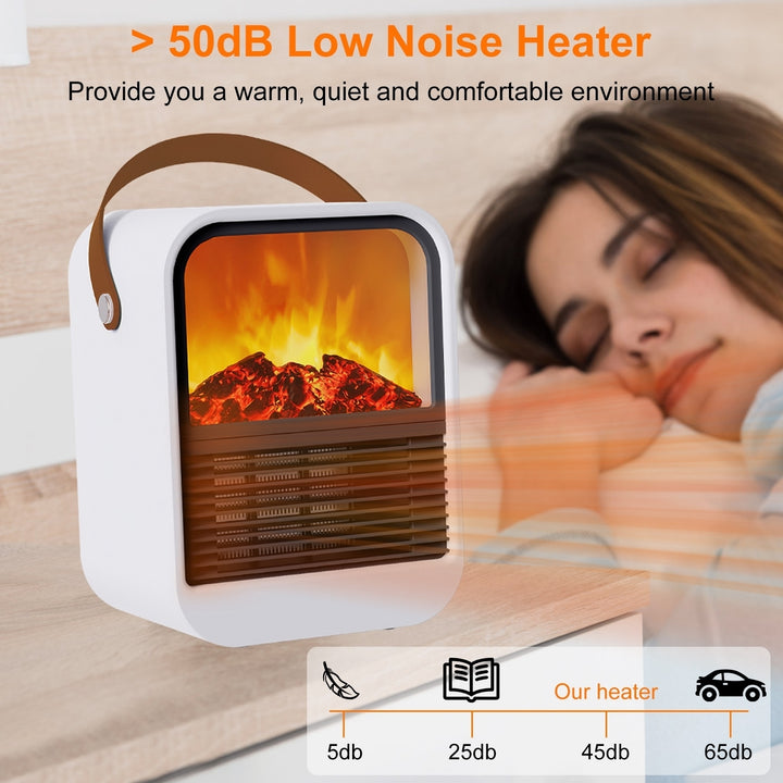 1500W Portable Electric Fireplace Heater 2 Gear Temperature PTC Ceramic Space Heater with Realistic Burning Flame Image 3