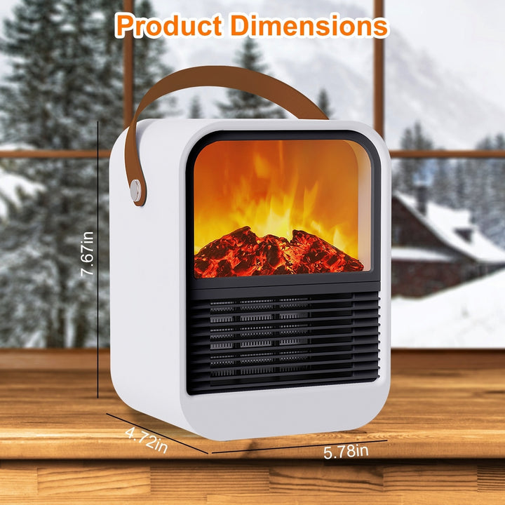 1500W Portable Electric Fireplace Heater 2 Gear Temperature PTC Ceramic Space Heater with Realistic Burning Flame Image 5