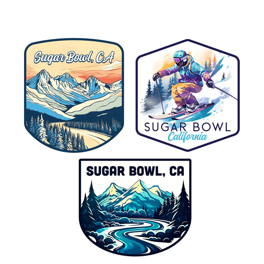 Sugar Bowl California Ski Souvenir 3 Pack Vinyl Decal Sticker Image 1