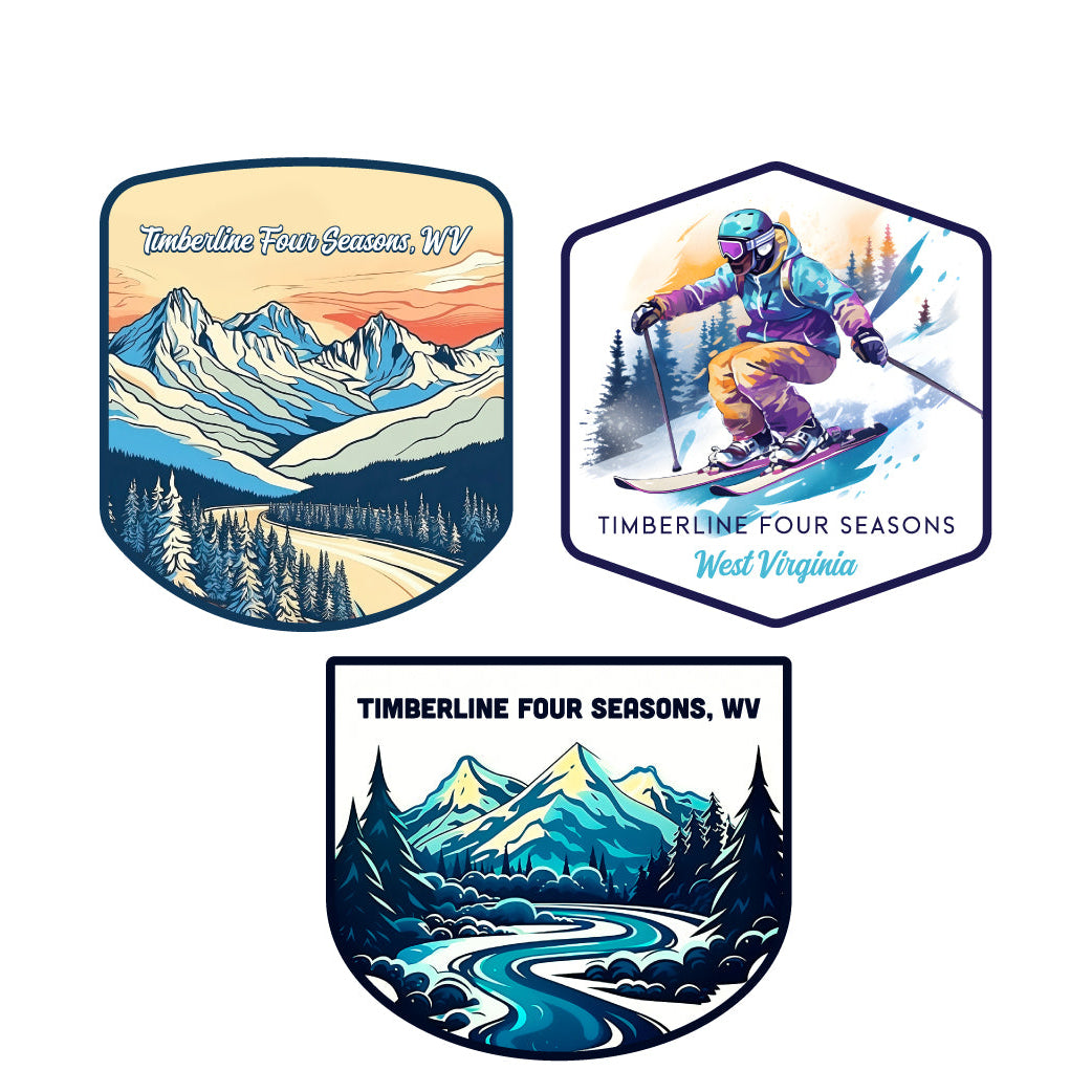 Timberline Four Seasons West Virginia Ski Souvenir 3 Pack Vinyl Decal Sticker Image 1