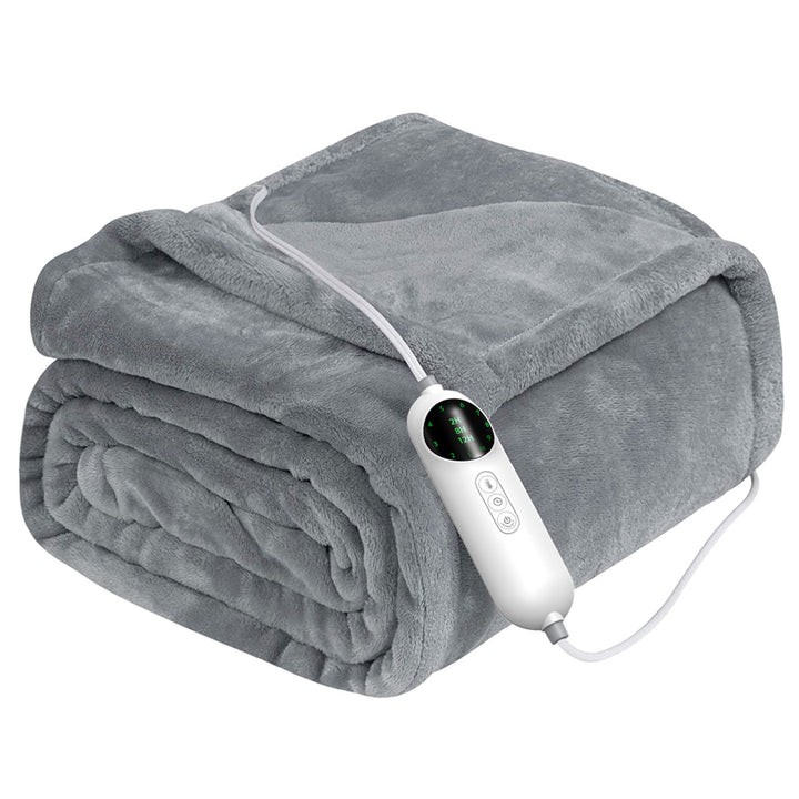 Electric Heated Throw Blanket Grey Flannel 59x51in 10 Heat Settings Washable Image 8