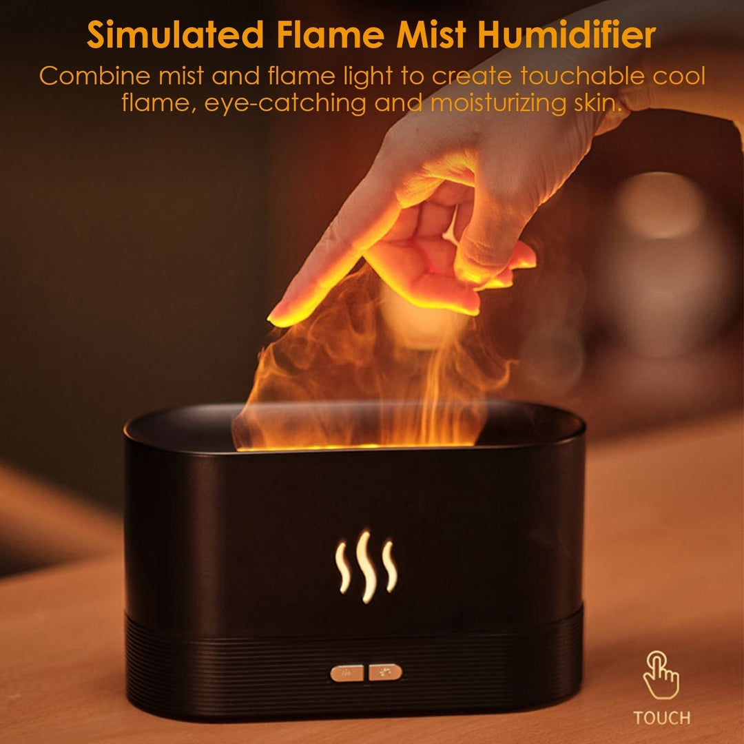 3D Flame Air Humidifier Essential Oil Diffuser Black Ultrasonic Aroma 180ml Image 2