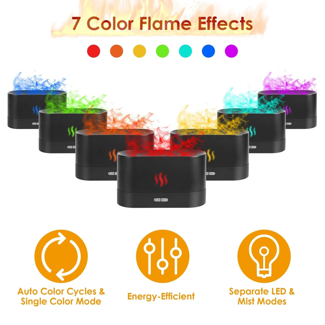 3D Flame Air Humidifier Essential Oil Diffuser Black Ultrasonic Aroma 180ml Image 4